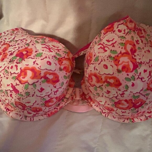 Victoria's Secret Floral Pink 38DD Front Closure Cotton Bra - Picture 1 of 3
